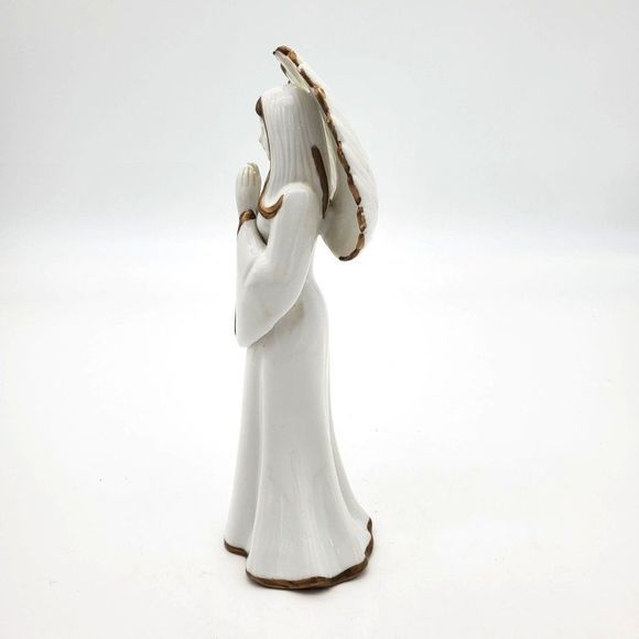 VTG Reco Porcelain Angel Adoration 1986 Exclusive Edition White Porcelain Gold - Picture 6 of 8